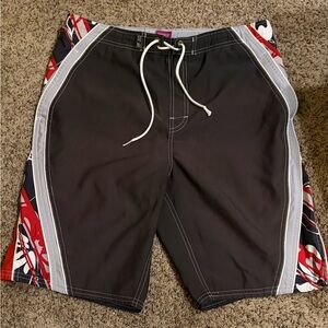 Men's Stylish Black and Red Board Shorts swim shorts